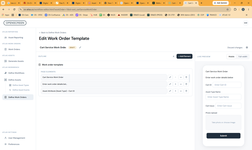 Edit Work Order Template